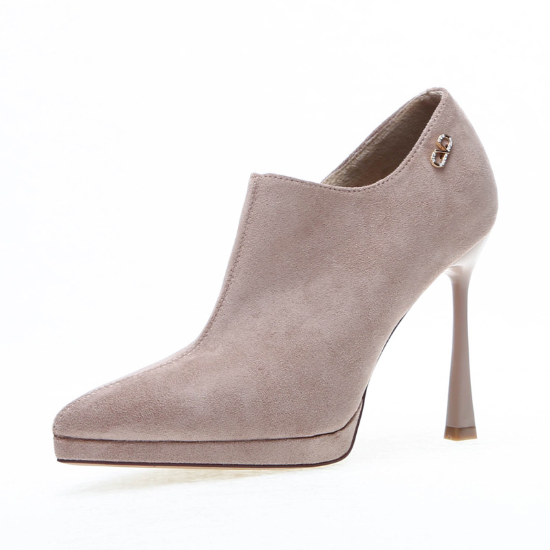 European American Pointed Toe Ankle Boots Women's High Heel Fashion 2023 New Deep Mouth Single Shoes - Image 5