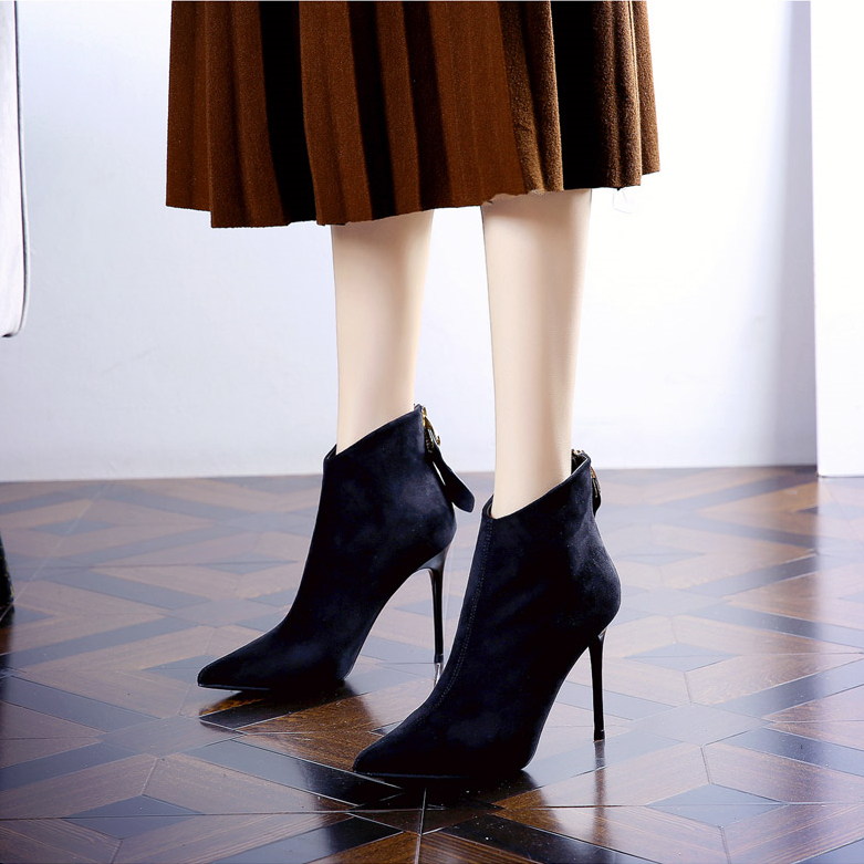 Elegant Slim Pointed Toe High Heel Ankle Boots 2023 Autumn Winter New Arrival Evening Dress Thin Heel Women's Short Boots - Image 2