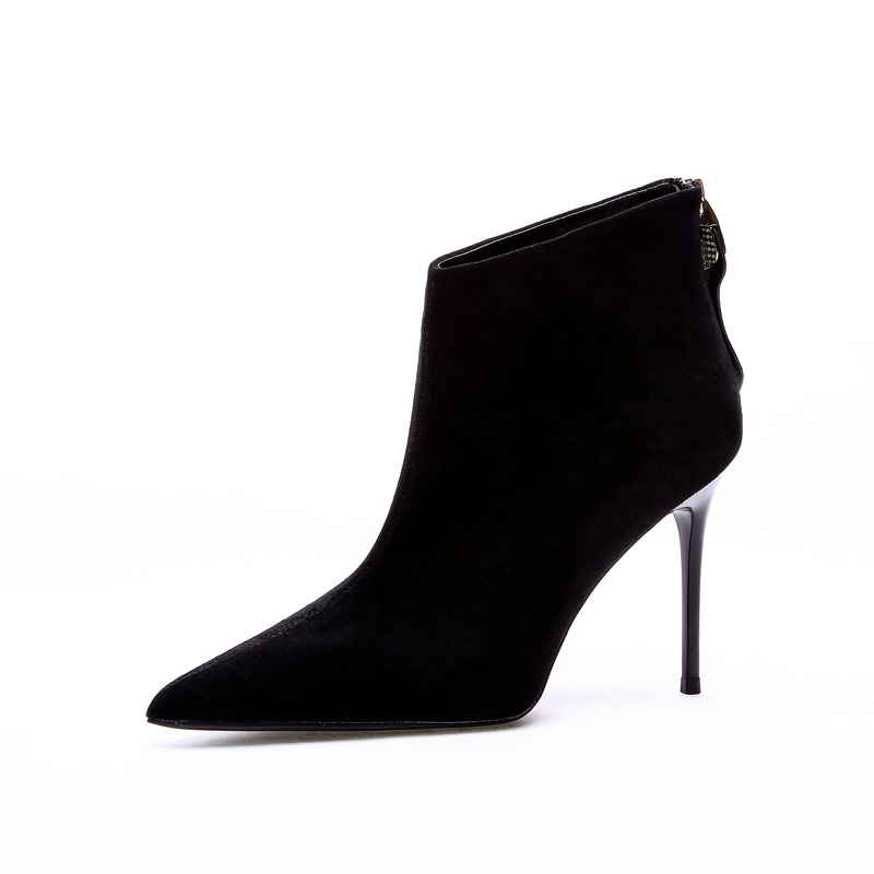 Elegant Slim Pointed Toe High Heel Ankle Boots 2023 Autumn Winter New Arrival Evening Dress Thin Heel Women's Short Boots - Image 5