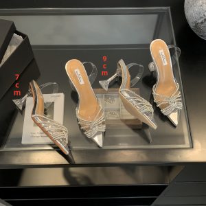 2026 Rhinestone Peep Toe Sandals Transparent Crystal Fairy Style Pointed Toe High Heels for Women 35-40