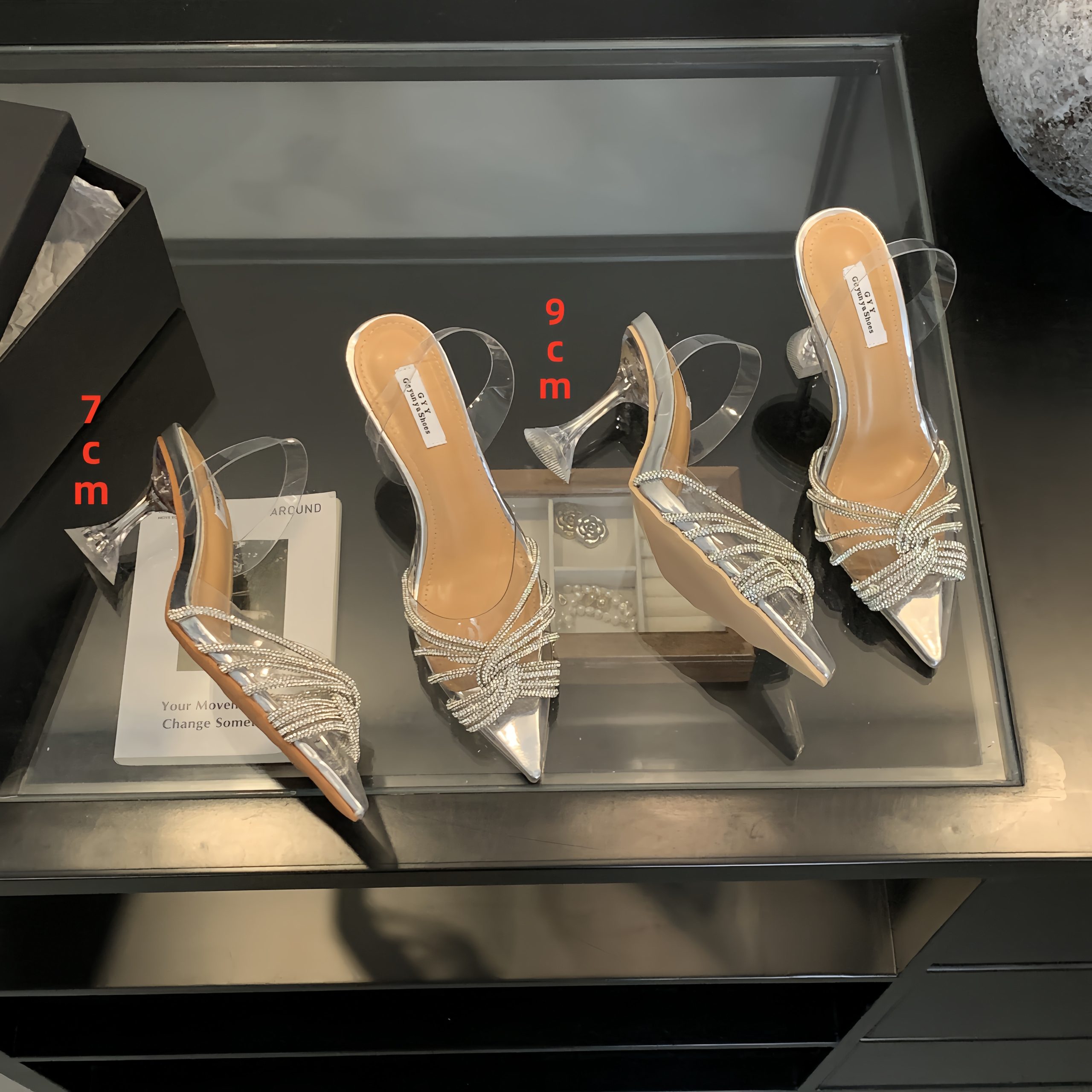 2026 Rhinestone Peep Toe Sandals Transparent Crystal Fairy Style Pointed Toe High Heels for Women 35-40