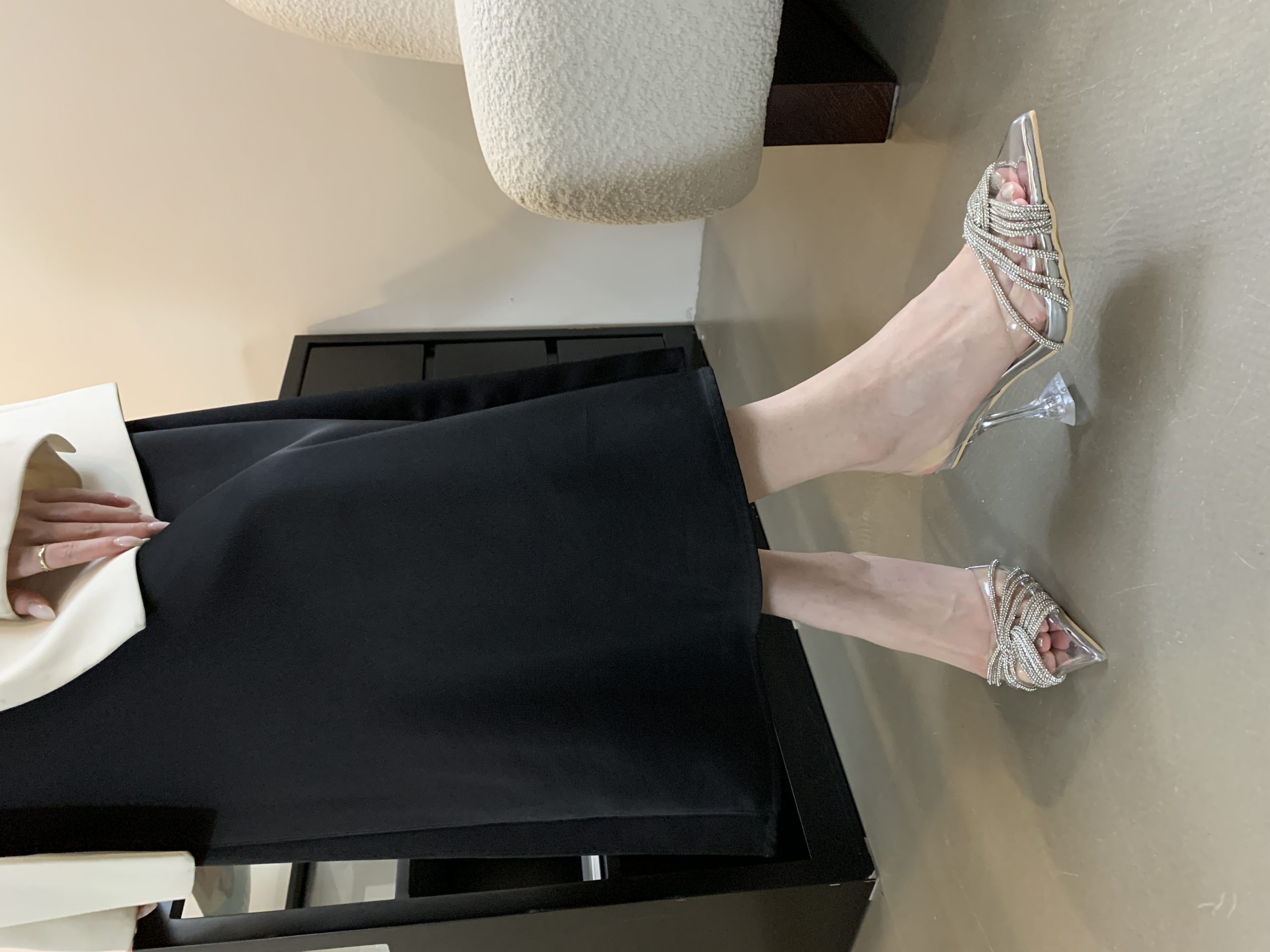 2026 Rhinestone Peep Toe Sandals Transparent Crystal Fairy Style Pointed Toe High Heels for Women 35-40 - Image 3