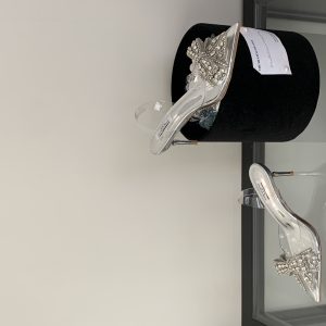 2026 New Crystal Shoes Women's Back Strap Sandals Thin Heel 35-40