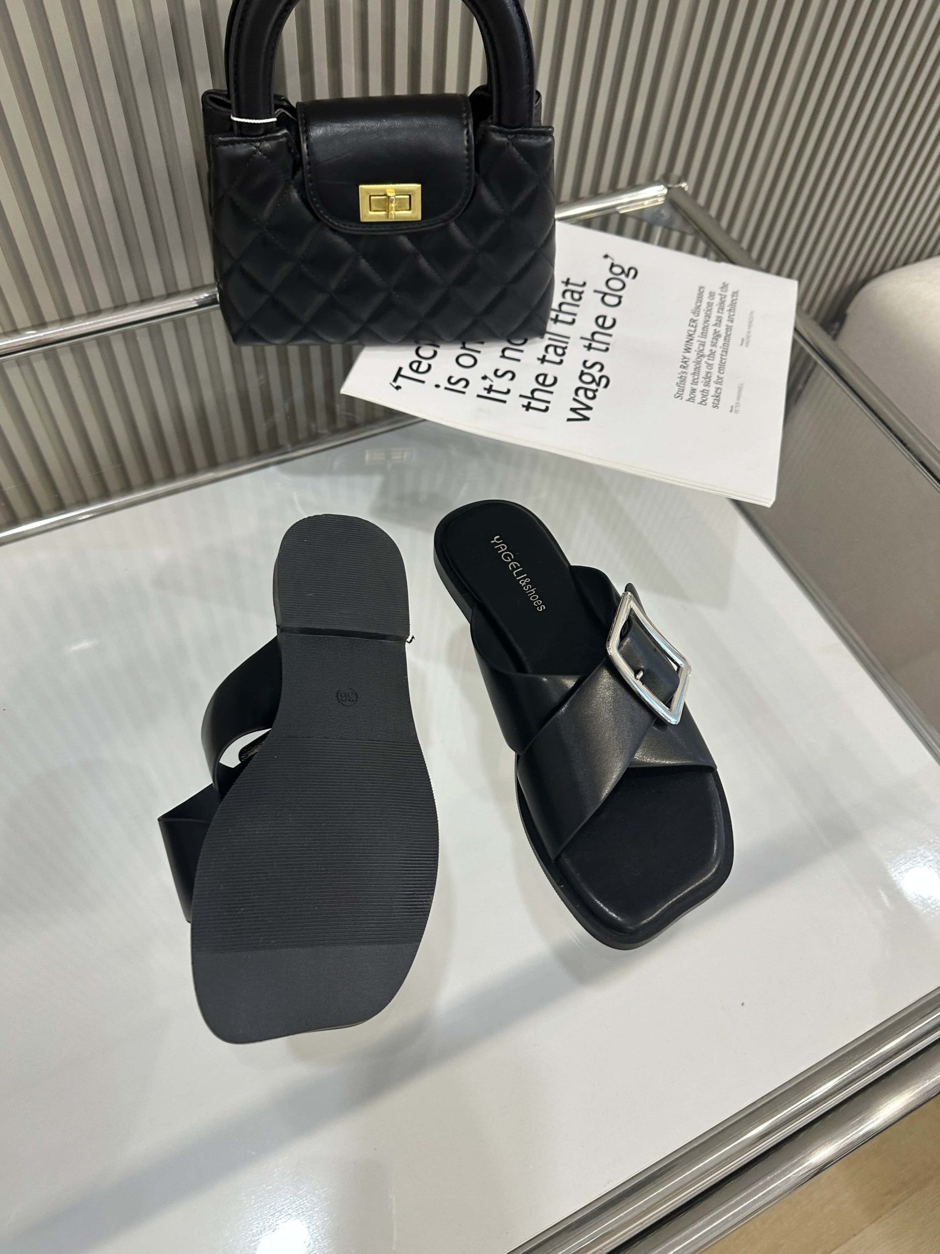 Korean Style Square Toe Flat Sandals Slippers for Women Open Toe French One-Strap 2025 New - Image 3