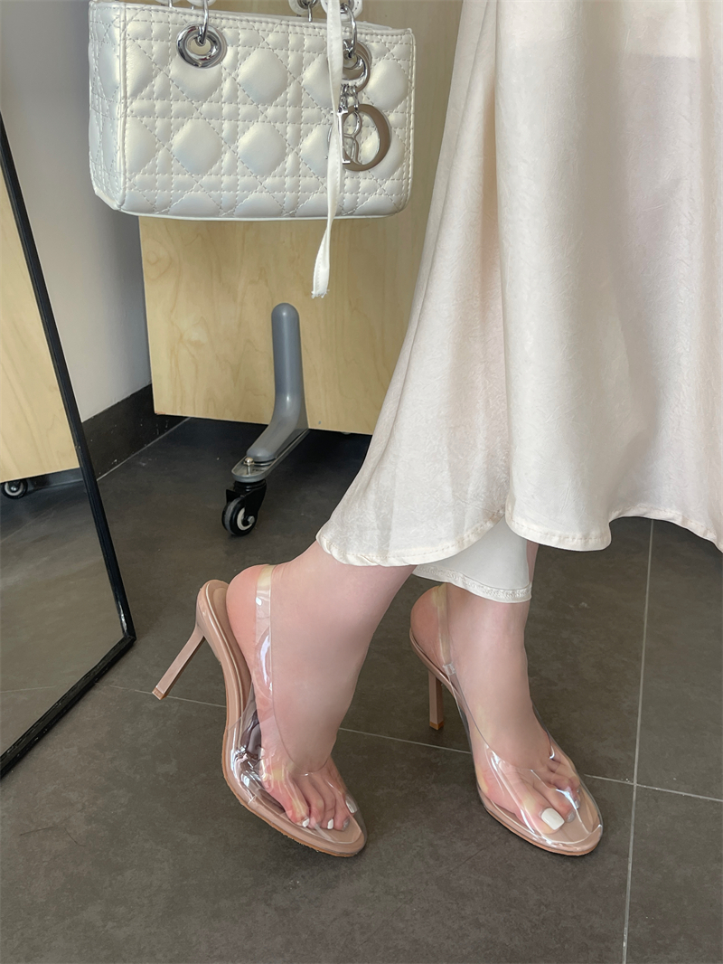 2025 New Fashion High Heel Transparent Toe Strap Sandals for Women - Image 4