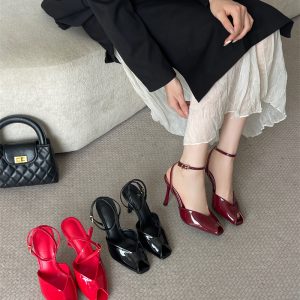 2025 New Peep Toe Open Toe High Heel Ankle Strap Sandals Women Shoes