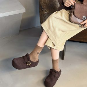 2025 New Winter Retro Casual Warm Lined Birkenstock Women's Leather Slippers