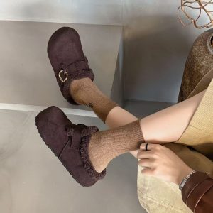 2025 New Winter Women's Faux Fur Lined Platform Slippers with Hidden Heel Increase