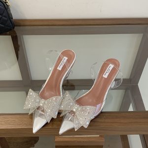 2026 New Crystal Heel Rhinestone Bow Lady Style Pointed Toe Women's High Heels Shoes Stock 35-40