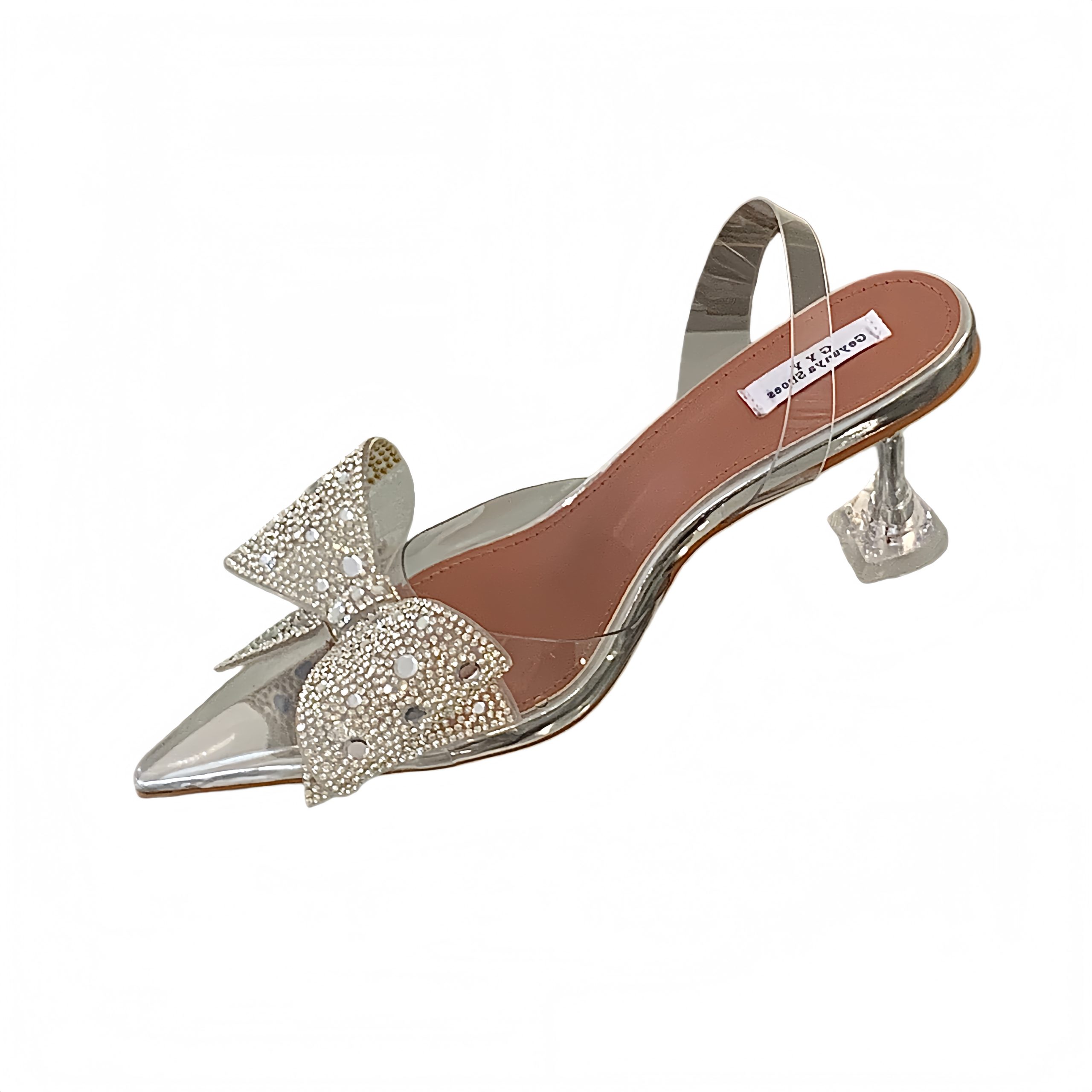 2026 New Crystal Heel Rhinestone Bow Lady Style Pointed Toe Women's High Heels Shoes Stock 35-40 - Image 5